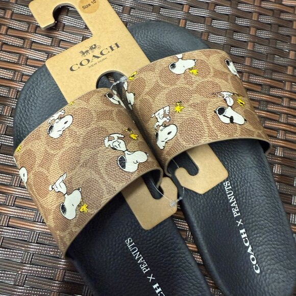 Coach X Peanuts Udele Sport Slide In Signature Canvas With Snoopy Print cbm96 - Picture 3 of 5
